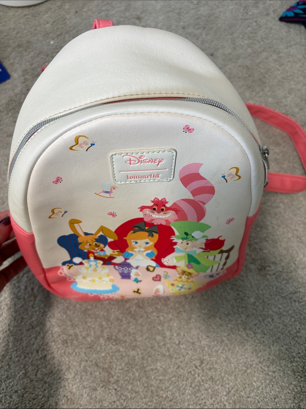 Loungefly Cream & Pink Alice Tea Party Mini Backpack - Picture 2 of 3
